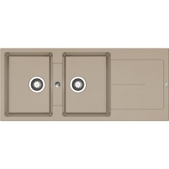 Pyramis Ithaka 2B 1D Ένθετος Νεροχύτης από Συνθετικό Γρανίτη Μ116xΠ50cm Μπεζ